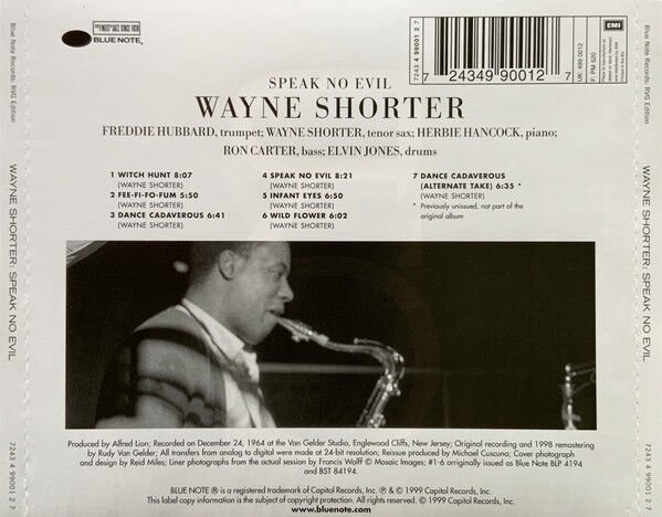 WAYNE SHORTER – SPEAK NO EVIL (1966) - CD REMASTERED 1999 REISSUE JEWEL CASE AMBALAJINDA SIFIR