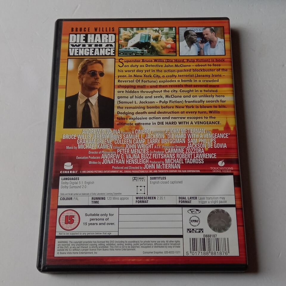 DIE HARD WITH A VENGEANCE - BRUCE WILLIS, JEREMY IRONS, SAMUEL L. JACKSON - DVD 2.EL