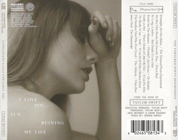 TAYLOR SWIFT - THE TORTURED POETS DEPARTMENT (2024) - CD 2 SIDED POSTER EDITION AMBALAJINDA SIFIR