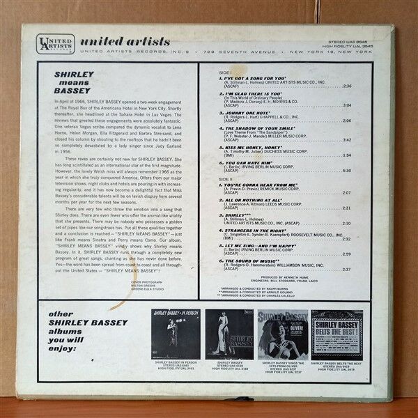 SHIRLEY BASSEY – SHIRLEY MEANS BASSEY (1967) - LP 2.EL PLAK