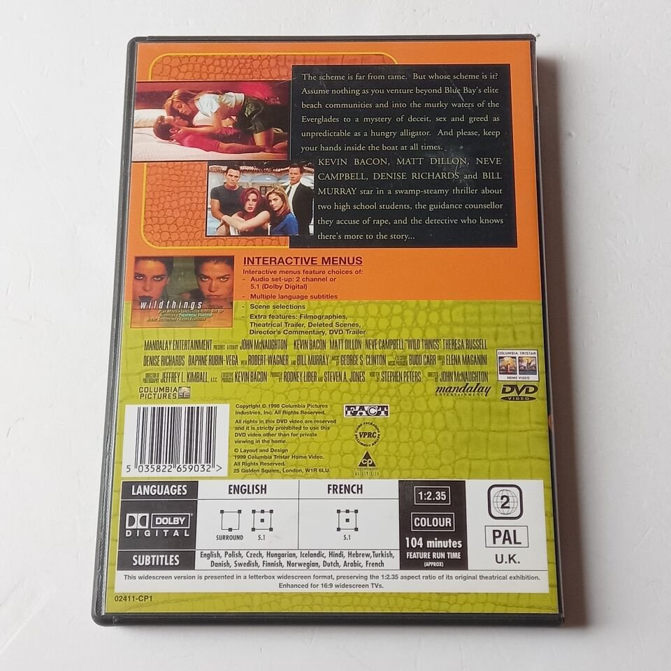 WILD THINGS - KEVIN BACON, MATT DILLON, NEVE CAMPBELL - DVD 2.EL