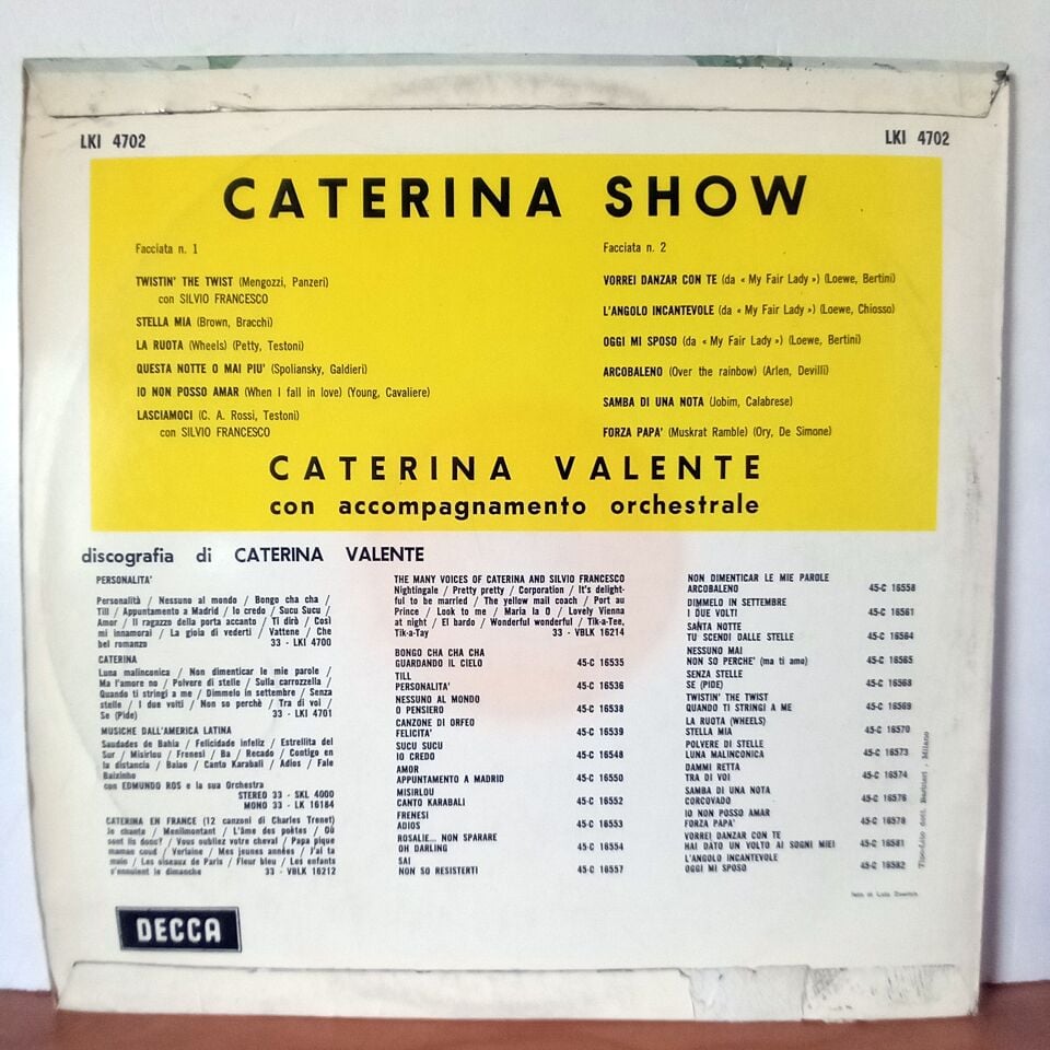 CATERINA VALENTE – CATERINA SHOW (1962) - LP 2.EL PLAK