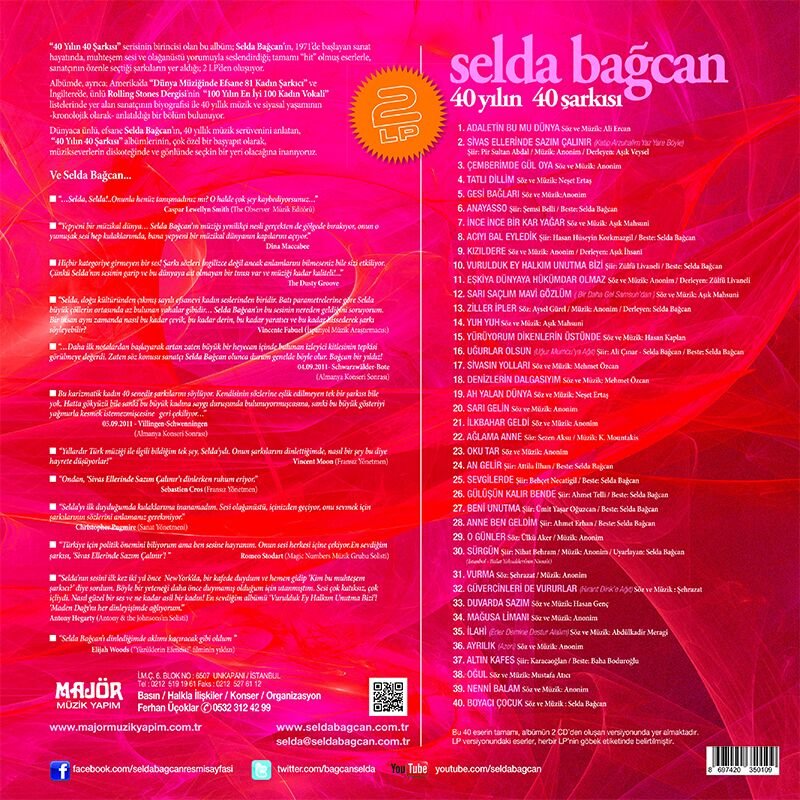 SELDA BAĞCAN - 40 YILIN 40 ŞARKISI VOL 1 - 2LP 2025 BASIM KIRMIZI RENKLİ SIFIR PLAK
