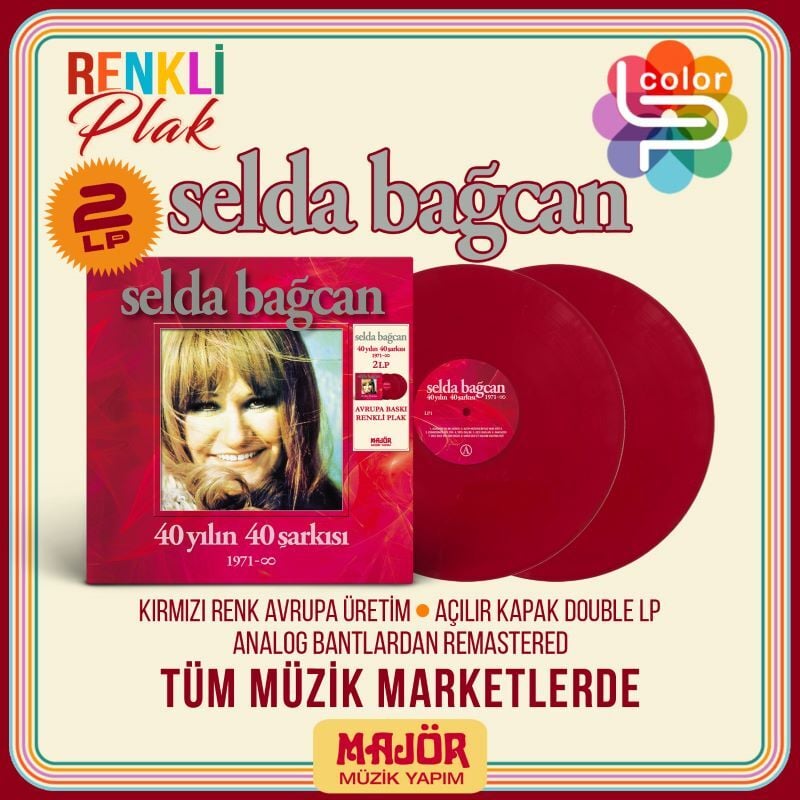 SELDA BAĞCAN - 40 YILIN 40 ŞARKISI VOL 1 - 2LP 2025 BASIM KIRMIZI RENKLİ SIFIR PLAK