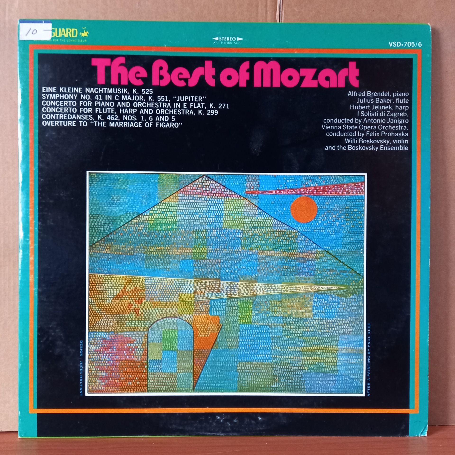 THE BEST OF MOZART / EINE KLEINE NACHTMUSIK / CONTREDANSES, K. 462, NOS. 1, 6 &5 / OVERTURE TO '' THE MARRIAGE OF FIGARO'' / SYMPHONY NO. 41 IN C MAJOR, K. 551, ''JUPITER'' / CONCERTO FOR PIANO AND ORCHESTRA IN E FLAT - 2LP 2.EL PLAK