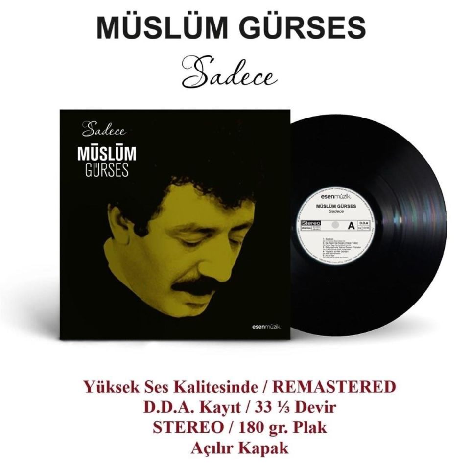 MÜSLÜM GÜRSES - SADECE (2001) - LP 2023 EDİSYON ORJİNAL KAPAK KILIFLI SIFIR PLAK