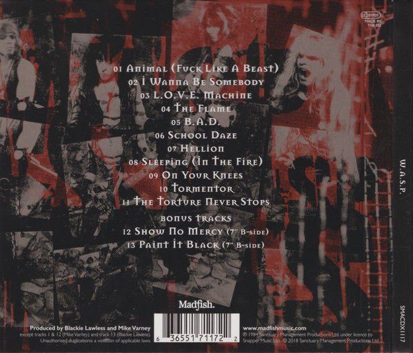 WASP - W.A.S.P. (1984) - CD REMASTERED 2018 REISSUE DIGIPACK AMBALAJINDA SIFIR