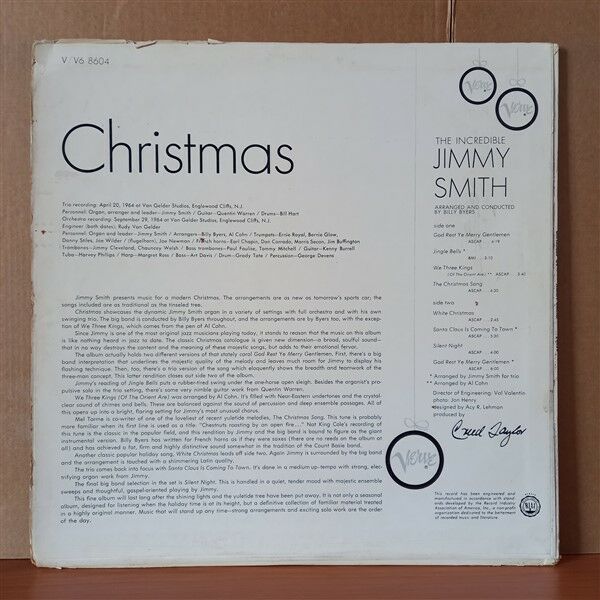 THE INCREDIBLE JIMMY SMITH – CHRISTMAS '64 - LP 2.EL PLAK