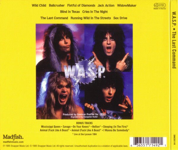 W.A.S.P. – THE LAST COMMAND (1985) - CD 2019 REISSUE DIGIPAK AMBALAJINDA SIFIR