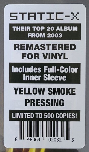 STATIC-X – SHADOW ZONE (2003) - LP 2025 REMASTERED REISSUE LIMITED EDITION YELLOW SMOKE VINYL SIFIR PLAK