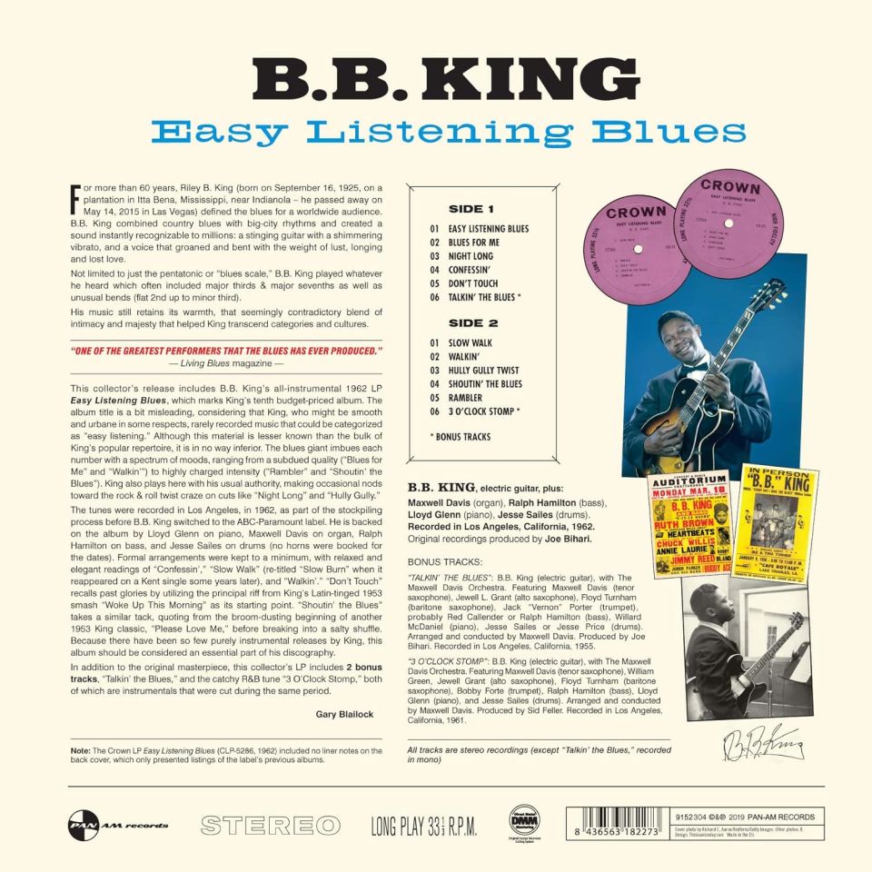 B.B. KING - EASY LISTENING BLUES (1962) - LP 180GR 2019 EDITION SIFIR PLAK
