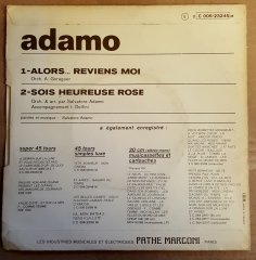 ADAMO - ALORS...REVIENS MOI / SOIS HEUREUSE ROSE (1970) - 7'' 45 DEVİR 2.EL PLAK