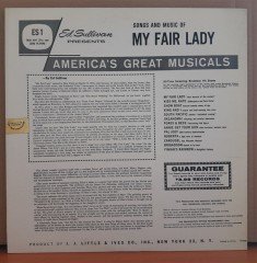 ED SULLIVAN PRESENTS SONGS AND MUSIC OF MY FAIR LADY (1960) - LP 2.EL PLAK