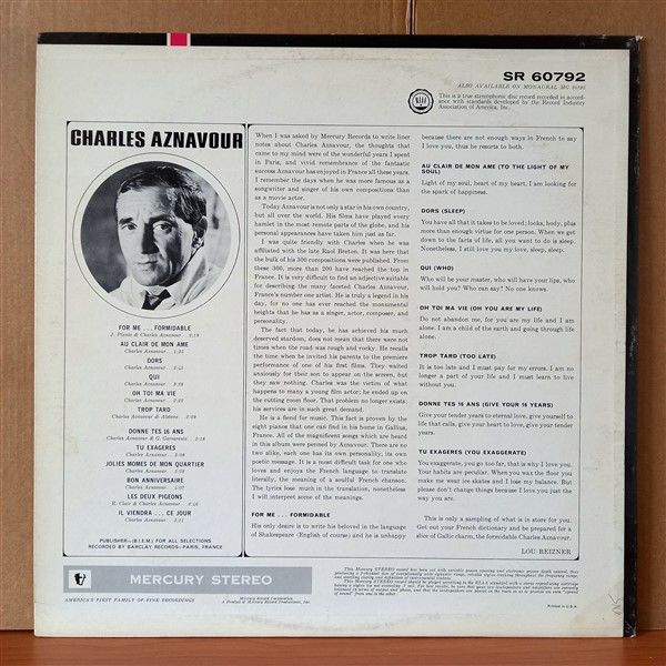 CHARLES AZNAVOUR – FORMIDABLE - LP 2.EL PLAK