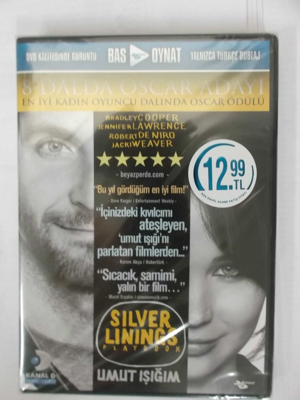 SILVER LININGS PLAYBOOK - UMUT IŞIĞIM - BRADLEY COOPER - JENNIFER LAWRENCE - ROBERT DE NIRO - BAS OYNAT DVD SIFIR
