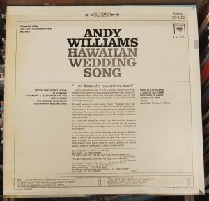 ANDY WILLIAMS - HAWAIIAN WEDDING SONG - LP 2.EL PLAK
