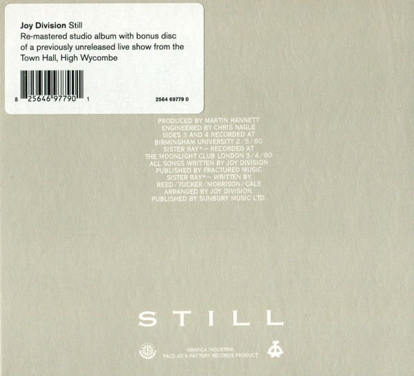 JOY DIVISION – STILL + HIGH WYCOMBE HALL LIVE 20 FEBRUARY 1980 (2017) - 2CD REMASTERED REISSUE SIFIR