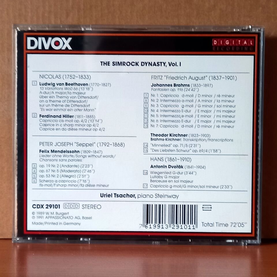 THE SIMROCK DYNASTY VOL.1 / BEETHOVEN, BRAHMS, DVORAK, MENDELSSOHN, KIRCHNER, HILLER / URIEL TSACHOR: PIANO (1991) - CD 2.EL