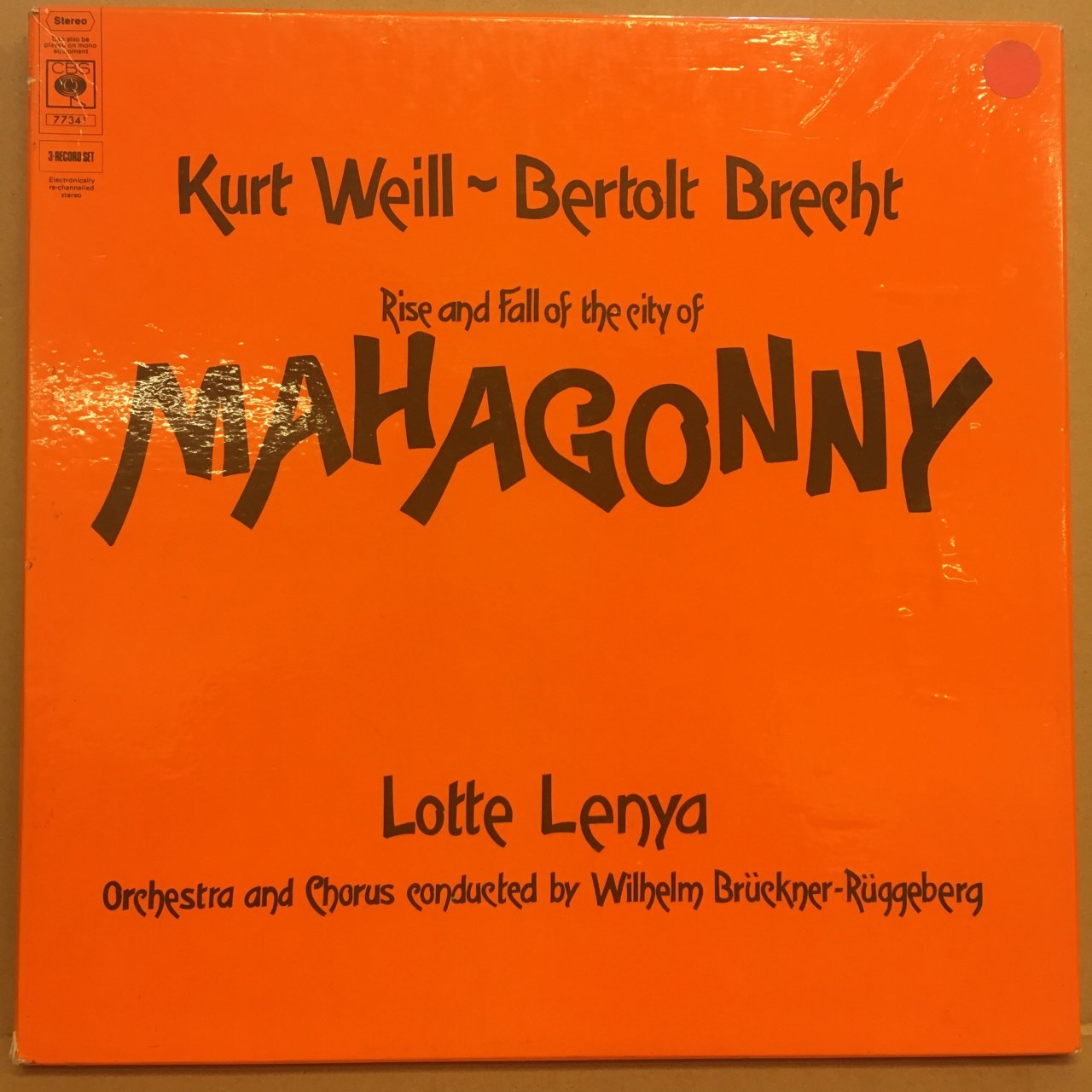 KURT WEILL - BERTOLT BRECHT RISE AND FALL OF THE CITY OF MAHAGONNY, LOTTE LENYA 1975 2.EL 2PLAK BOXSET