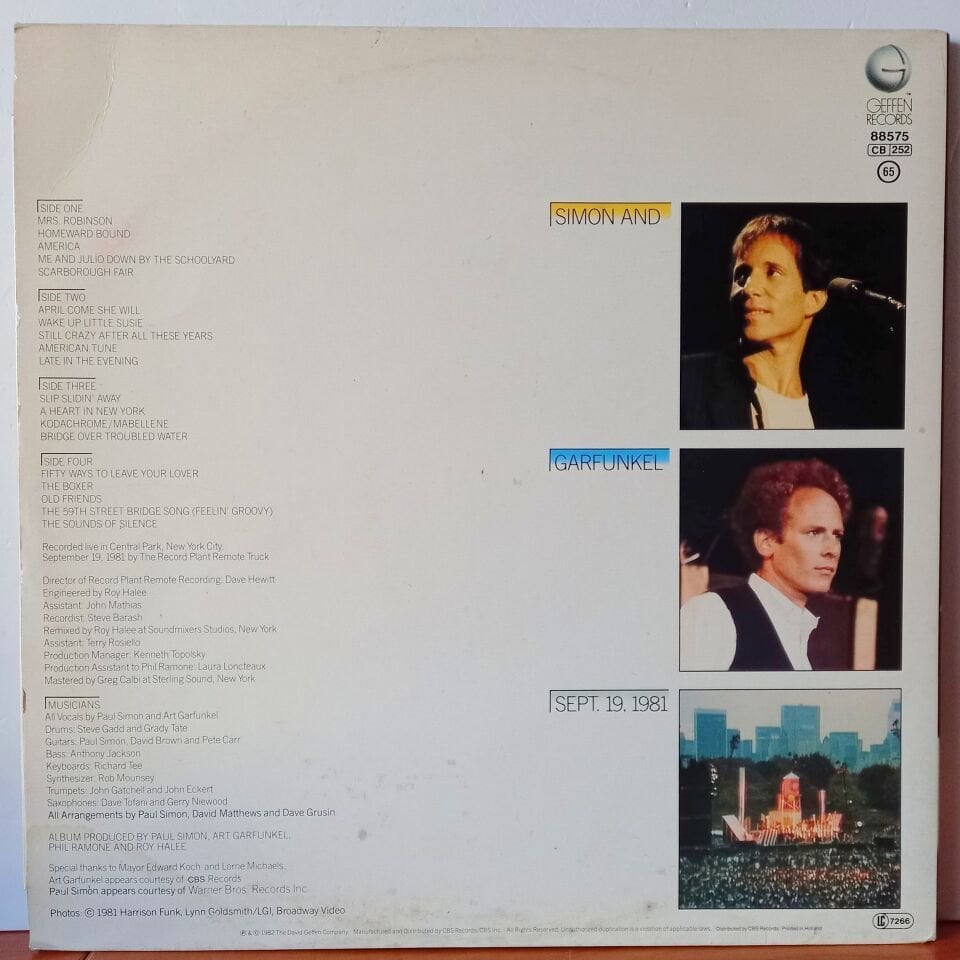 SIMON AND GARFUNKEL – THE CONCERT IN CENTRAL PARK (1982) - 2LP 2.EL PLAK