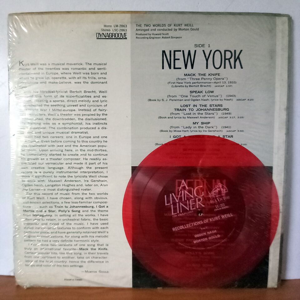 THE TWO WORLDS OF KURT WEILL - MORTON GOULD AND HIS ORCHESTRA (1966) - LP DÖNEM BASKI SIFIR PLAK