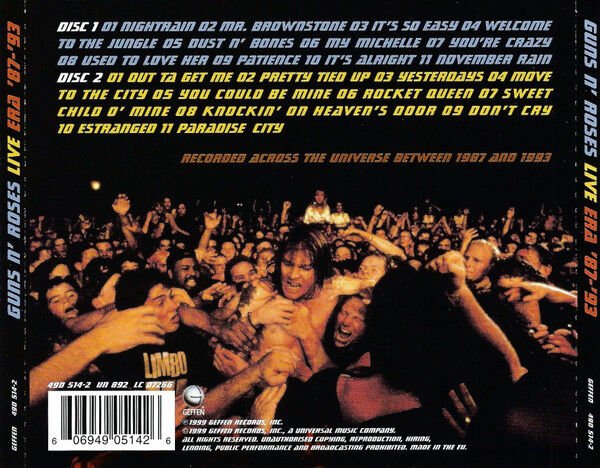 GUNS N' ROSES – LIVE ERA '87-'93 (1999) - 2CD REISSUE JEWEL CASE AMBALAJINDA SIFIR
