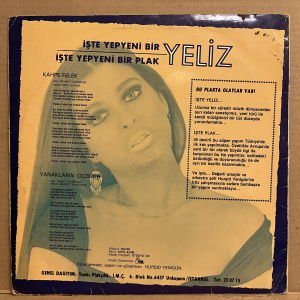 YELİZ - KAHPE FELEK / YANAKLARIN ÇİÇEKTİR (1982) - 12'' MAXI SINGLE 2.EL PLAK