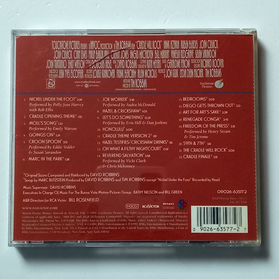 CRADLE WILL ROCK - MUSIC FROM THE MOTION PICTURE SOUNDTRACK - VARIOUS ARTISTS (1999) - CD HDCD SOUNDTRACK 2.EL