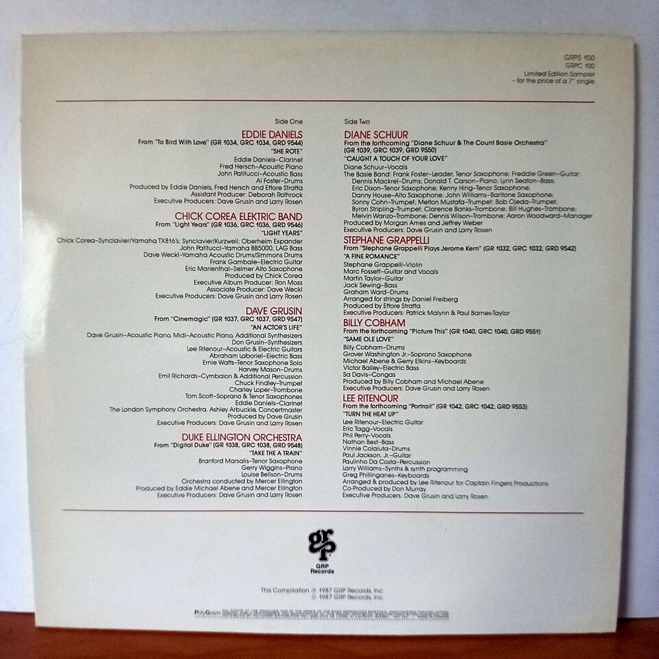 VARIOUS – A CUT ABOVE / LIMITED EDITION SAMPLER / DUKE ELLINGTON, EDDIE DANIELS, DAVE GRUSIN, CHICK COREA (1987) - LP 2.EL PLAK