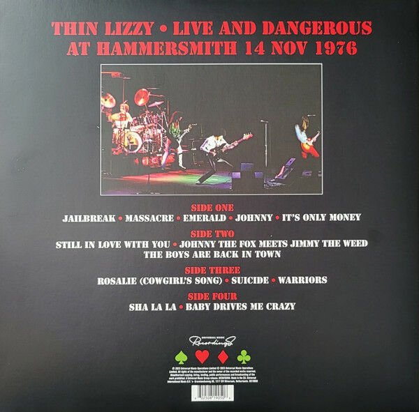 THIN LIZZY - LIVE AND DANGEROUS AT HAMMERSMITH 14 NOV 1976 SIFIR PLAK