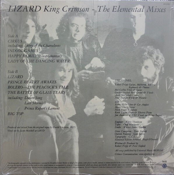 KING CRIMSON - LIZARD (1970) - LP 200GR 2025 DAVID SINGLEON ELEMENTAL MIXES EDITION SIFIR PLAK