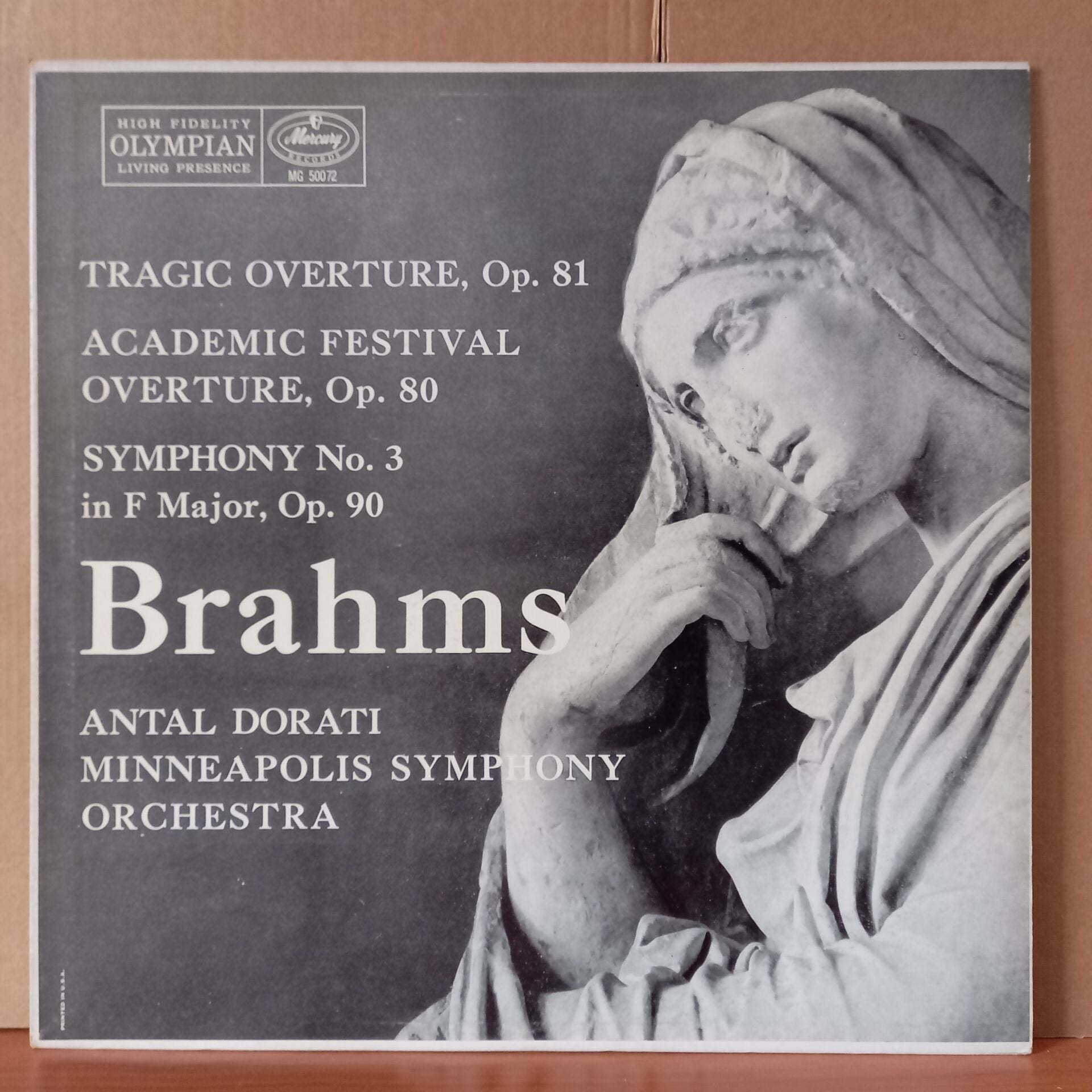 BRAHMS: TRAGIC OVERTURE, OP. 81 / ACADEMIC FESTIVAL OVERTURE, OP. 80 / SYMPHONY NO. 3 IN F MAJOR, OP. 90 / MINNEAPOLIS SYMPHONY ORCHESTRA, ANTAL DORATI (1956) - LP 2.EL PLAK