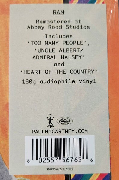 PAUL MCCARTNEY & LINDA MCCARTNEY - RAM (1971) - LP 180GR 2020 EDITION SIFIR PLAK
