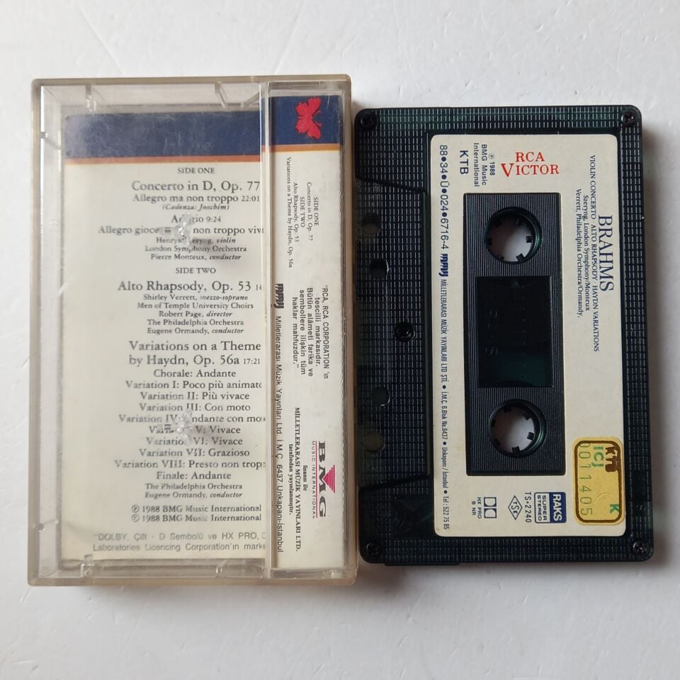 BRAHMS, HENRYK SZERYNG, LONDON SYMPHONY ORCHESTRA, THE PHILADELPHIA ORCHESTRA, EUGENE ORMANDY - VIOLIN CONCERTO, ALTO RHAPSODY, HAYDN VARIATIONS (1988) - KASET 2.EL