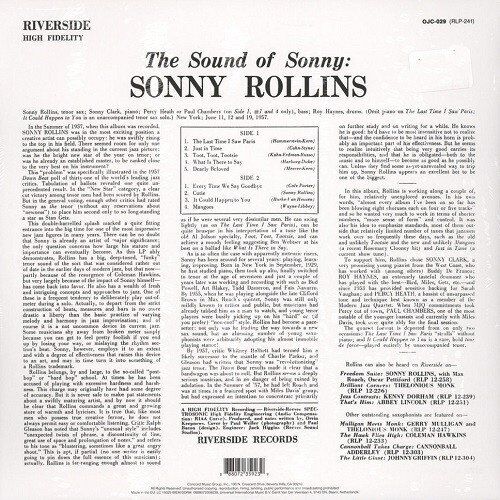SONNY ROLLINS – THE SOUND OF SONNY (1957) LP 180GR SIFIR PLAK