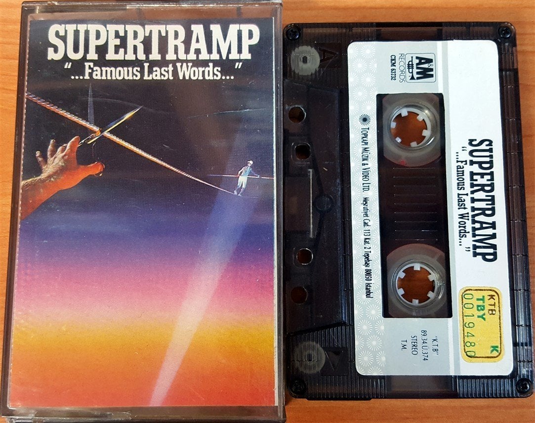 SUPERTRAMP - FAMOUS LAST WORDS (1989) TOPKAPI CASSETTE MADE IN TURKEY ''USED'' PAPER LABEL