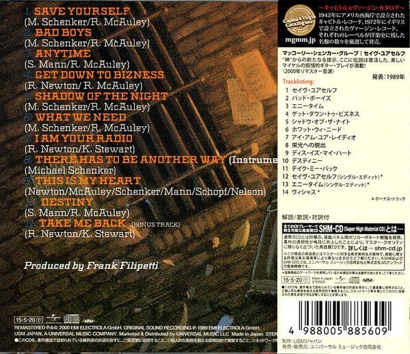 MCAULEY SCHENKER GROUP – SAVE YOURSELF (1989) - CD MADE IN JAPAN REISSUE JEWEL CASE AMBALAJINDA SIFIR