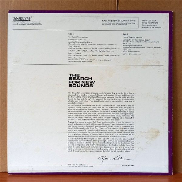 HUGO MONTENEGRO – GOOD VIBRATIONS (1969) - LP 2.EL PLAK