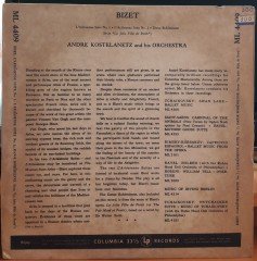 ANDRE KOSTELANETZ - BIZET: L'ARLESIENNE SUITES - PLAK 2.EL