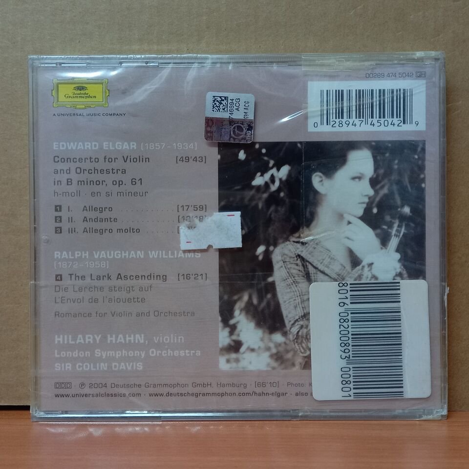 HILARY HAHN - ELGAR VIOLIN CONCERTO / VAUGHAN WILLIAMS - THE LARK ASCENDING / LONDON SYMPHONY ORCHESTRA, SIR COLIN DAVIS (2004) - CD SIFIR
