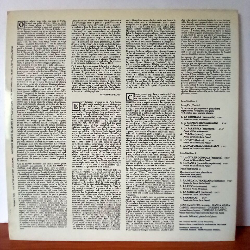 GIOACCHINO ROSSINI – SOIREES MUSICALES (1979) - LP 2.EL PLAK