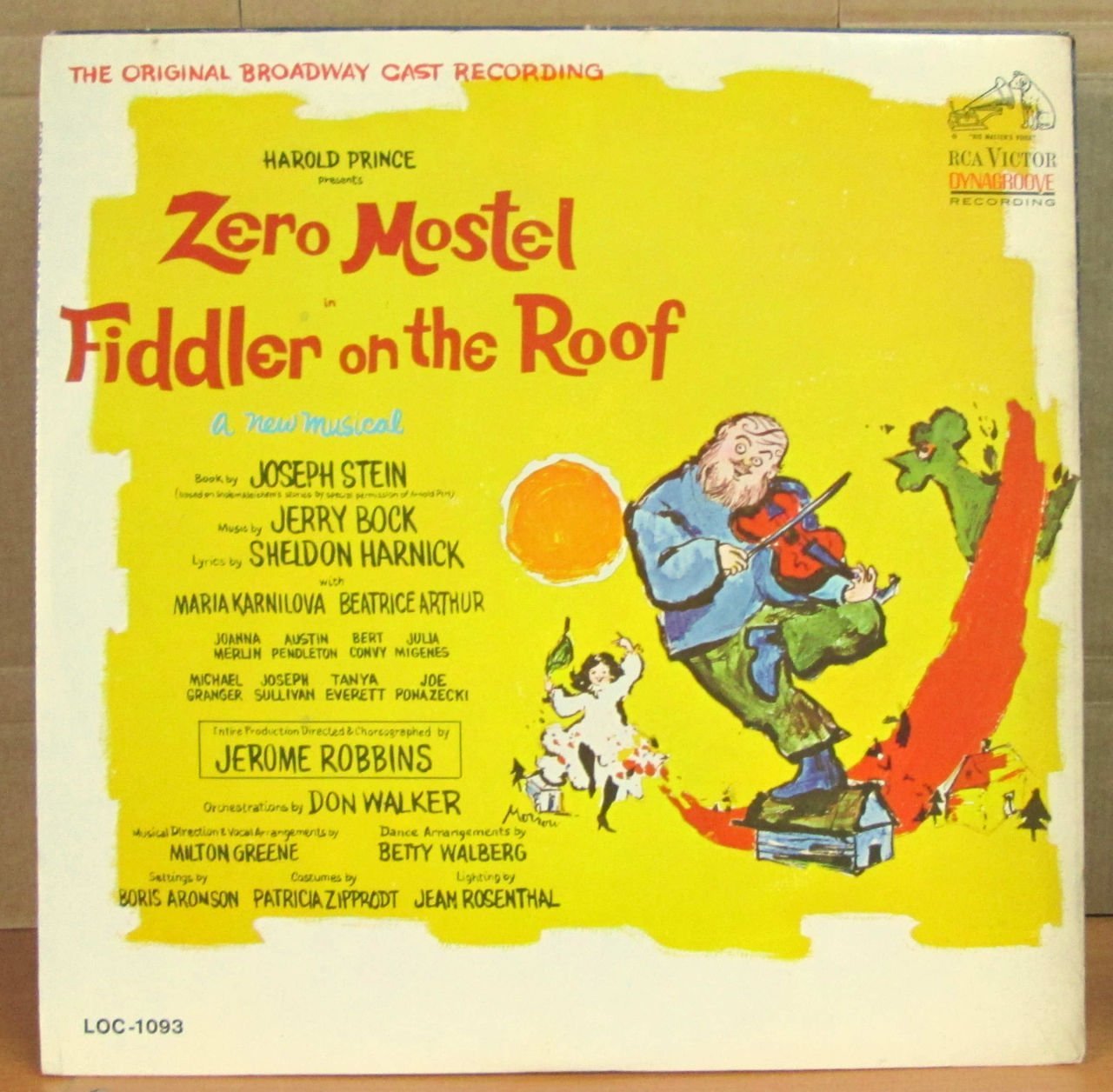 FIDDLER ON THE ROOF ZERO MOSTEL BROADWAY LP 2.EL