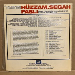 FEVZİ ATLIOĞLU / KLASİK TÜRK MÜZİĞİ KORO VE SAZ HEYETİ - HÜZZAM SEGAH FASLI (1974) - LP 2.EL PLAK