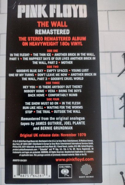 PINK FLOYD - THE WALL (1979) - 2LP 180GR 2016 EDITION 2025 BASIM SIFIR PLAK