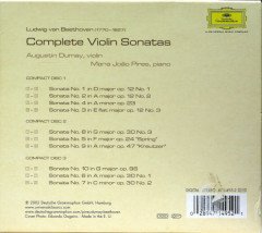 BEETHOVEN - COMPLETE VIOLIN SONATAS / AUGUSTIN DUMAY MARIA JOAO PIRES (2002) - 3CD 2.EL