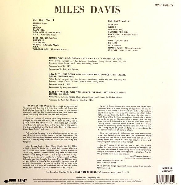 MILES DAVIS - VOLUME 1 (1955) - LP BLUE NOTE CLASSIC VINYL SERIES 180GR 2023 EDITION SIFIR PLAK