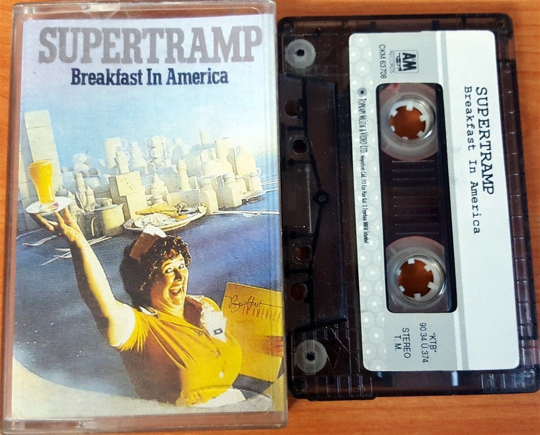 SUPERTRAMP - BREAKFAST IN AMERICA (1990) TOPKAPI CASSETTE MADE IN TURKEY ''USED'' PAPER LABEL