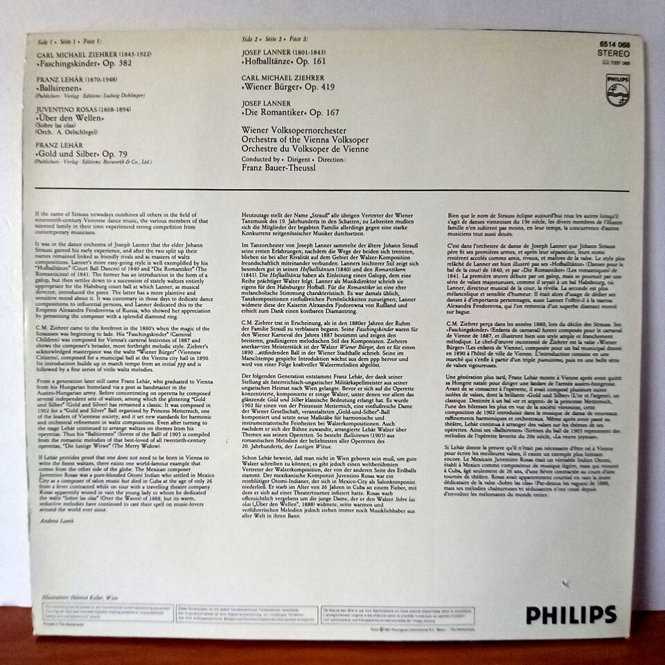 FAMOUS WALTZES - BERÜHMTE WALZER, VOLUME 2 / WIENER VOLKSOPERNORCHESTER, FRANZ BAUER-THEUSSL (1981) - LP 2.EL PLAK