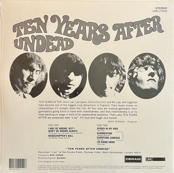 TEN YEARS AFTER - UNDEAD (1968) - LP 2023 EDITION BLUES ROCK SIFIR PLAK