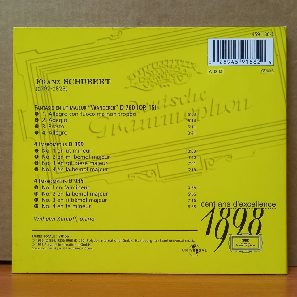 SCHUBERT, WILHELM KEMPFF - WANDERER-FANTAISIE / IMPROMPTUS (1998) - CD 2.EL